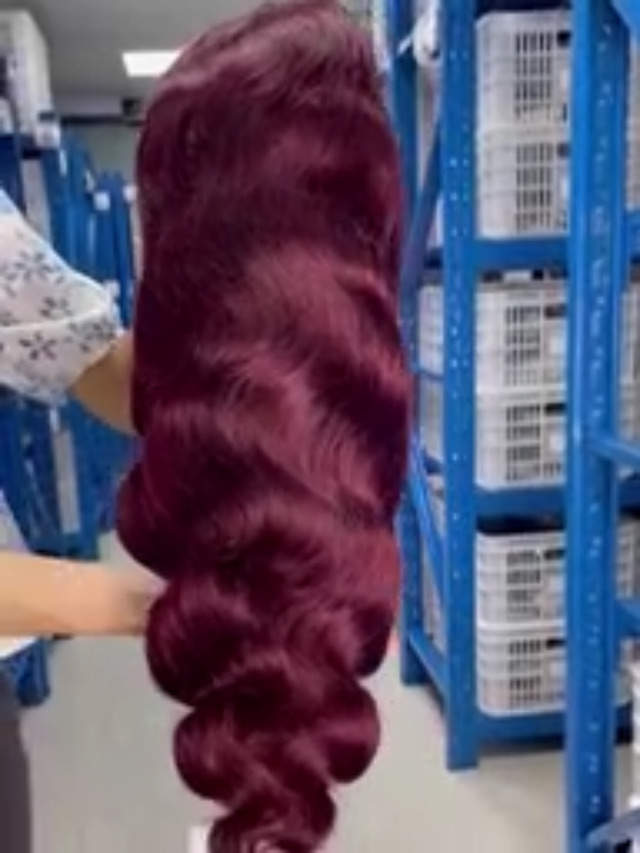Amazon.com : xiweiya Burgundy Lace Front Wig Long Highlight